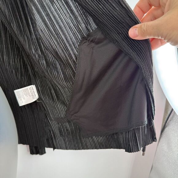 Jamie Sadock Black Crinkle Pleated Golf Jacket Shirt Small Full Zip Front Womens - Picture 15 of 16